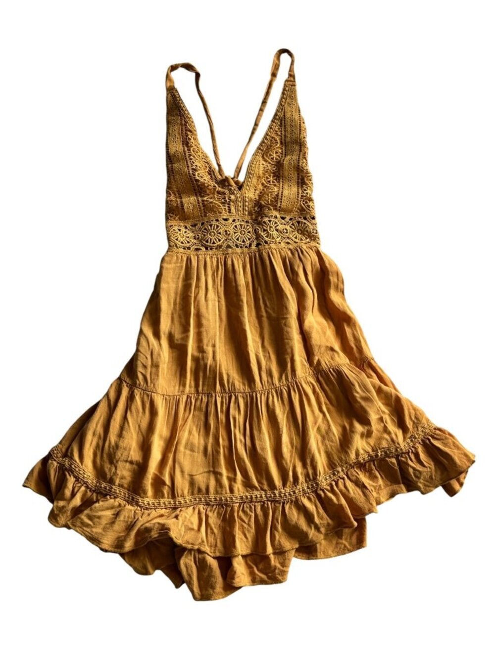 Baevely Women's Dark Mustard Summer Open Back Dress
